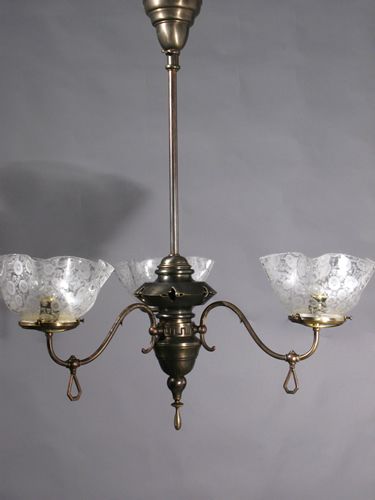 3-Light Gas Chandelier with Open Body Work